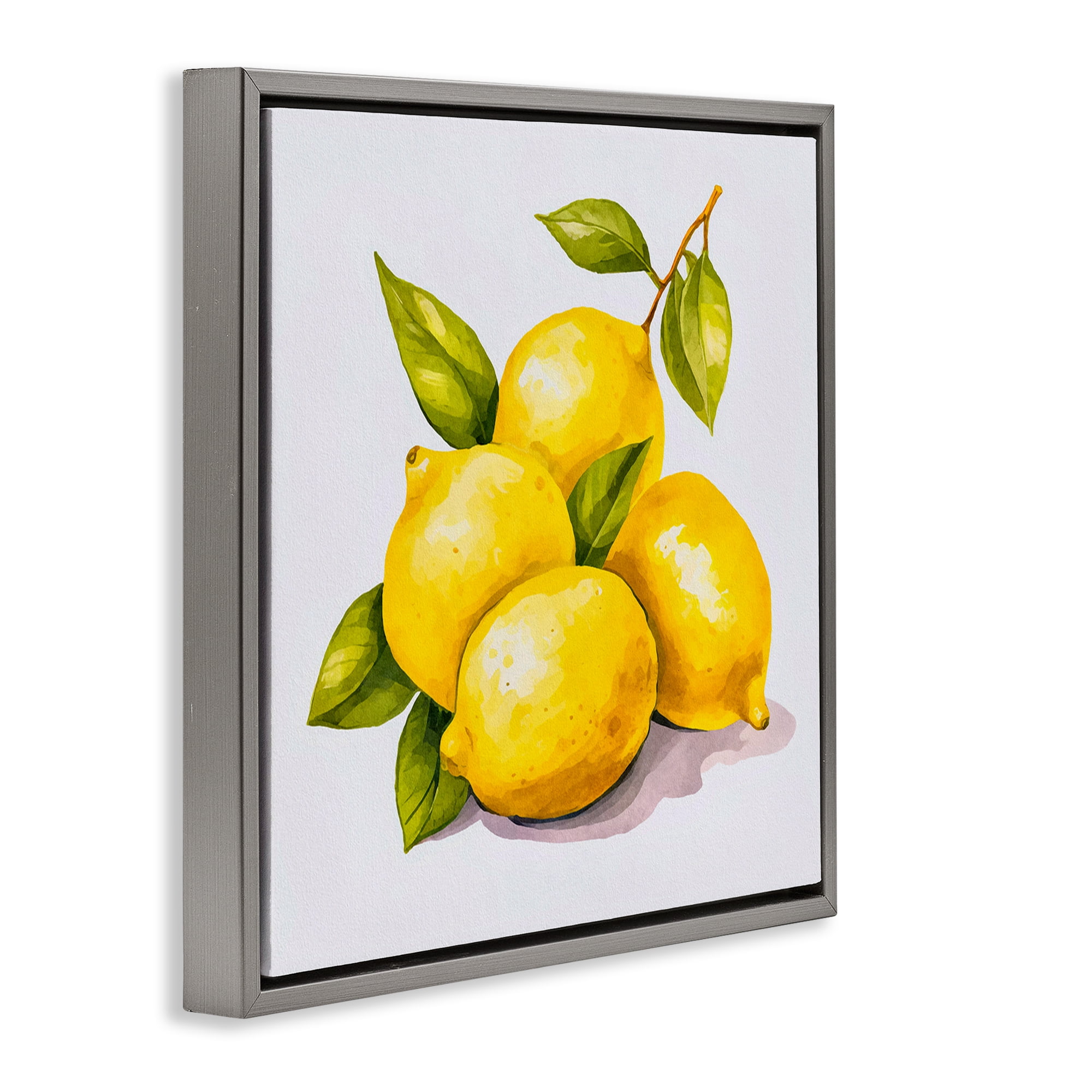 Stupell Industries Lemon Delights Fruit Food & Beverage Painting Gray Floater Framed Canvas Art Print Wall Art, 18 x 18