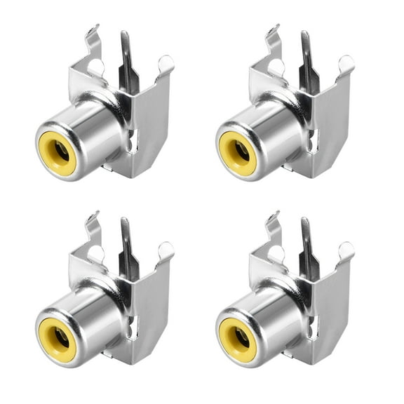 PCB Panel Mount Single RCA Socket Female Audio Video AV Connector Silver Tone 4Pcs