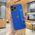 thumbnail image 3 of Feishell Case For iPhone 14 Plus, Cute Luxury Plating Love Heart with Camera Protection,Soft TPU Bumper Small Love Pattern,Protective Wrist Strap Kickstand Case For iPhone 14 Plus, Darkblue, 3 of 9