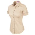 thumbnail image 3 of Made by Olivia Women's Junior Fit Short Sleeve Stretchy Button Down Collar Office Formal Casual Blouse Shirts Top (S-3XL), 3 of 6