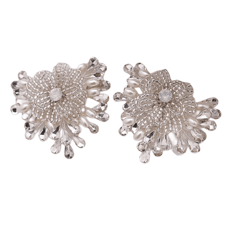 

1 Pair Pearl Shoe Clips Rhinestone Crystal Bridal Shoe Buckles Decorative Flower Shoe Charms DIY Floral Shoe Decoration for Wedding Party Shoes Accessories.GH25