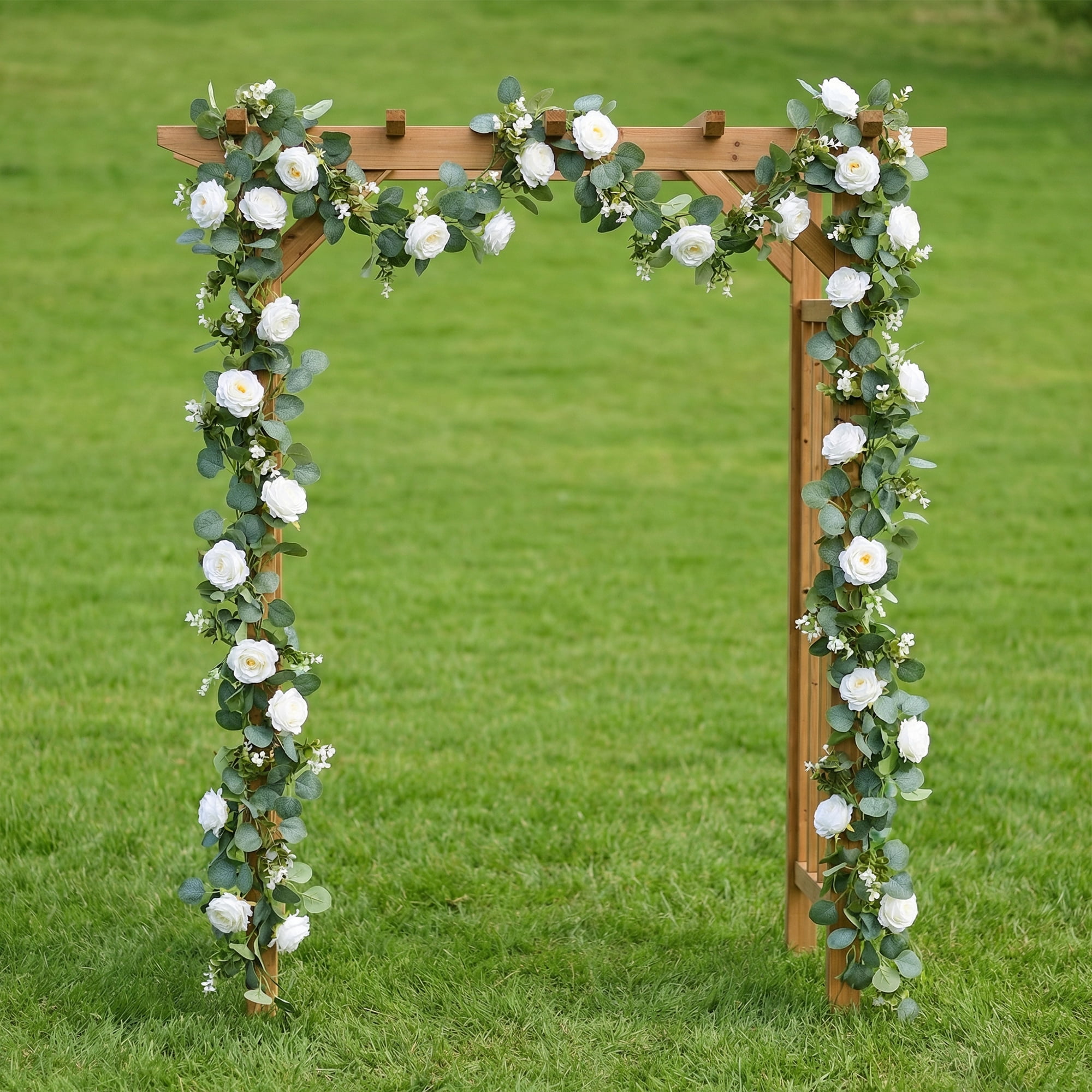 Unique Bargains Artificial Eucalyptus Garland Faux Runner Rose Vine Arch Table 71 in