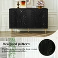 thumbnail image 5 of CBJCBJ 47.24"W Modern 4-Door Credenza with 3D Floral Doors & Shelves, Storage Sideboard for Dining Room, Kitchen  Black, 5 of 10