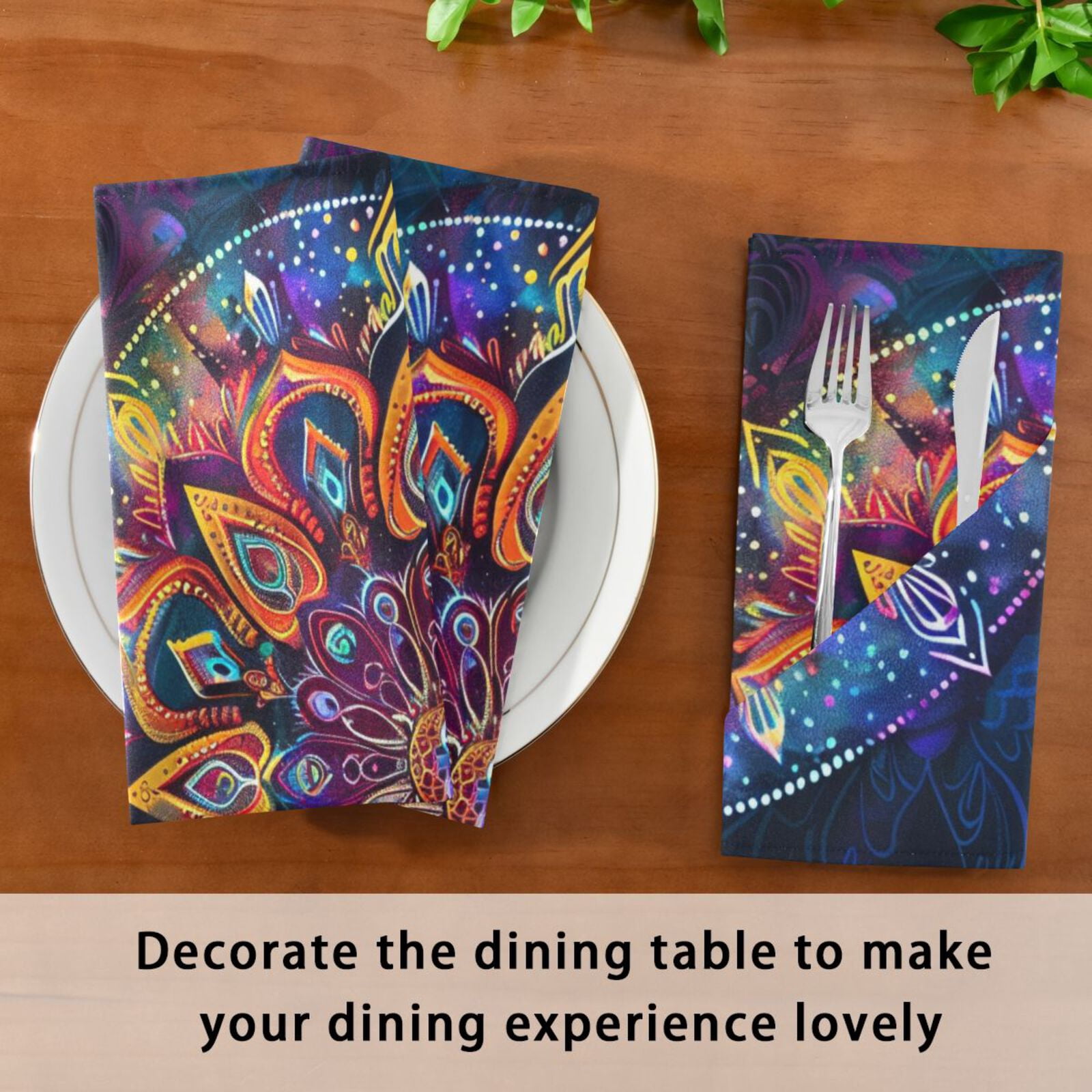 JSTEL Colorful Mandala Tye Die Cloth Napkins Set of 6, 20x20 Inch Washable and Reusable Napkin for Decoupage Dinner Party Everyday Use