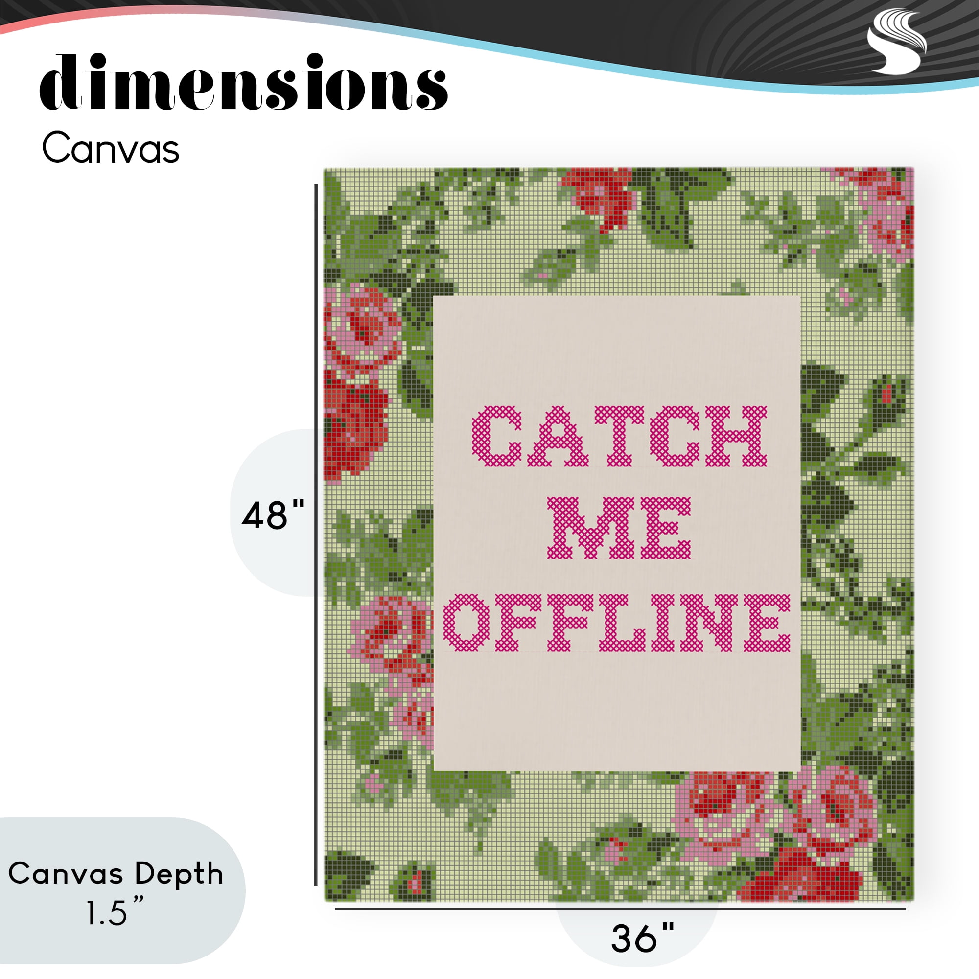 Stupell Industries Catch Me Offline Faux Cross Stitch Canvas Wall Art, design by Lil' Rue
