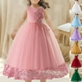 thumbnail image 4 of Ahdbta Girls Tulle Dress Sloping Flower Decor Formal Puffy Princess Maxi Dress Sleeveless Pageant Wedding Birthday Party Dresses, 4 of 4