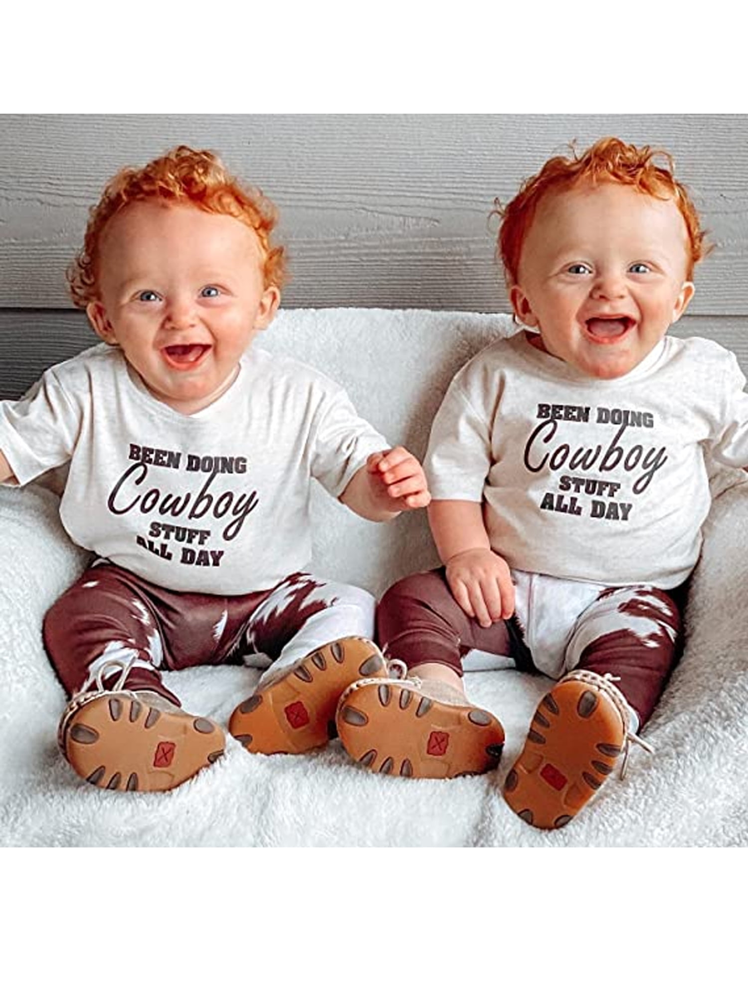 Amiblvowa Cute Western Baby Boy Summer Clothes Cow Print T Shirt Jogger Shorts Set Newborn Toddler Cowboy Country Outfit