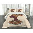thumbnail image 3 of Ambesonne Tribal Quilted Bedspread Set 3 Pcs, Woman, King Size, Cream and Brown, 3 of 5