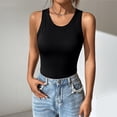 thumbnail image 5 of Stralyhd Built In Bra Tank Tops for Women Stretch Spandex Summer Tank Going Out Sleeveless Camisole Slim Fit Casual Outfits Black S, 5 of 5
