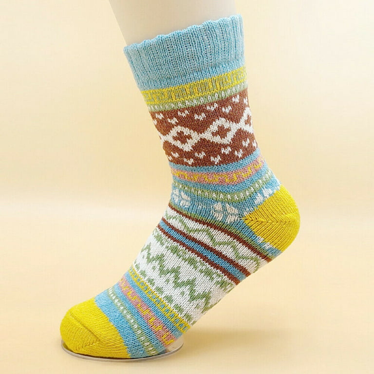 US 5 Pairs Wool Socks Womens Winter Warm Thick Knit Cabin Cozy Crew Socks  5-9 