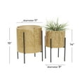 thumbnail image 4 of CosmoLiving by Cosmopolitan Gold Metal Floral Cutout Indoor Outdoor Planter with Removable Stand, Set of 2 15", 14"H, 4 of 13
