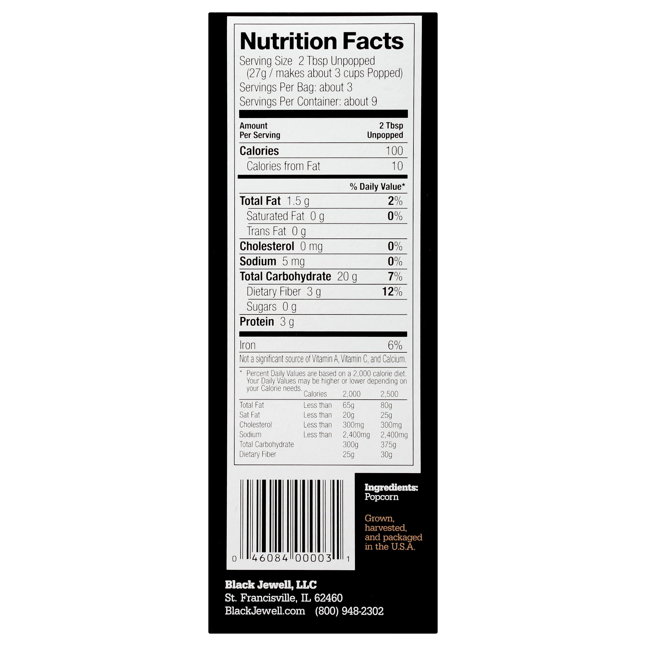 Black Jewell Microwave Popcorn, No Salt No Oil, 3 Ct