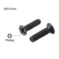 thumbnail image 2 of Uxcell M3 x 12mm Phillips Screw Fastener Black Zinc Plated 150 Pack, 2 of 5