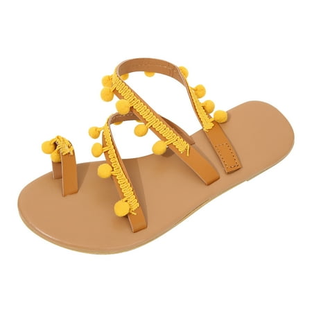 

BADHUD Lace Flower Sandals for Women Sandals for Women Dressy Summer Open Toe Gladiator Sandals Flat Sandals for Women Dressy Clip Toe Ring Sandals for Women Wedding 2024