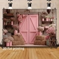 thumbnail image 3 of Pink Barn Wedding Backdrop Rustic Vintage Farmhouse Door Bridal Shower Background Boho Pink Floral Engagement Birthday Party Decorations Supplies Cake Table Banner Photo Booth Props, 3 of 4