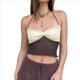 thumbnail image 2 of Tops de Crochet con Cuello Halter para Mujer, Camisetas Sin Mangas de Punto, Camisola Corta de Verano Y2K, Chaleco. Crema L, 2 of 8