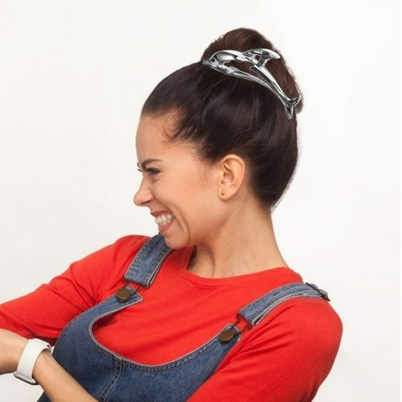 ROSENICE Dolphin Shaped Hair Claw Clips for Women and Girls in Silver 1Set