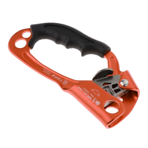 Ascensor de escalada, dispositivo de equipo de montañismo, herramienta de equipo de rappel de arbolista de árboles para hombres y mujeres, col Mano izquierda naranja