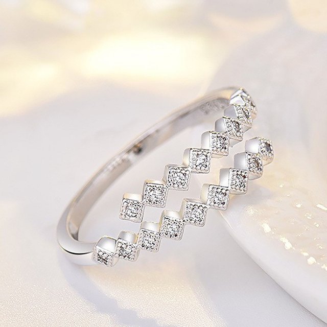 Anillo de Plata de Ley 925 simplicidad ajustable para mujer moda exquisita estudiante novia joyería accesorios fiesta de boda