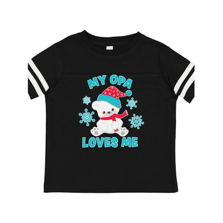 

Inktastic Polar Bear My Opa Loves Me in Santa Hat with Snowflakes Gift Toddler Boy or Toddler Girl T-Shirt