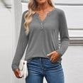 thumbnail image 4 of Women's long-sleeved casual formal tops Henley V-neck fall clothing, 4 of 9