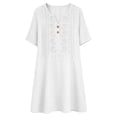 thumbnail image 6 of Bxsruta Women's Embroidered Short Sleeve V Neck Smock Dress Casual A Line Tunic with Pockets Cocktail Length Pull on Loose Fit for Summer Vacation Everyday Wear, 6 of 7