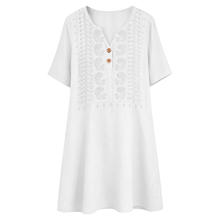 loose white mini dress White V Neck Mini Dress