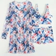 thumbnail image 3 of WREESH Womens 3 Piece Swimsuits Board Shorts Bikini Set with Kimono Beach Cover Ups Printed Bikini Straps Bikini Deep V Split Swimsuit Set Swimsuit Set Bathing Suit Light Blue, 3 of 9