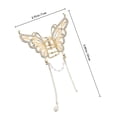 thumbnail image 2 of QUMIIRITY Elegant Silver Butterfly Hair Clip with Cat Eye Stone Pendant Stylish Metal Hairpin for Special Occasion, 2 of 7