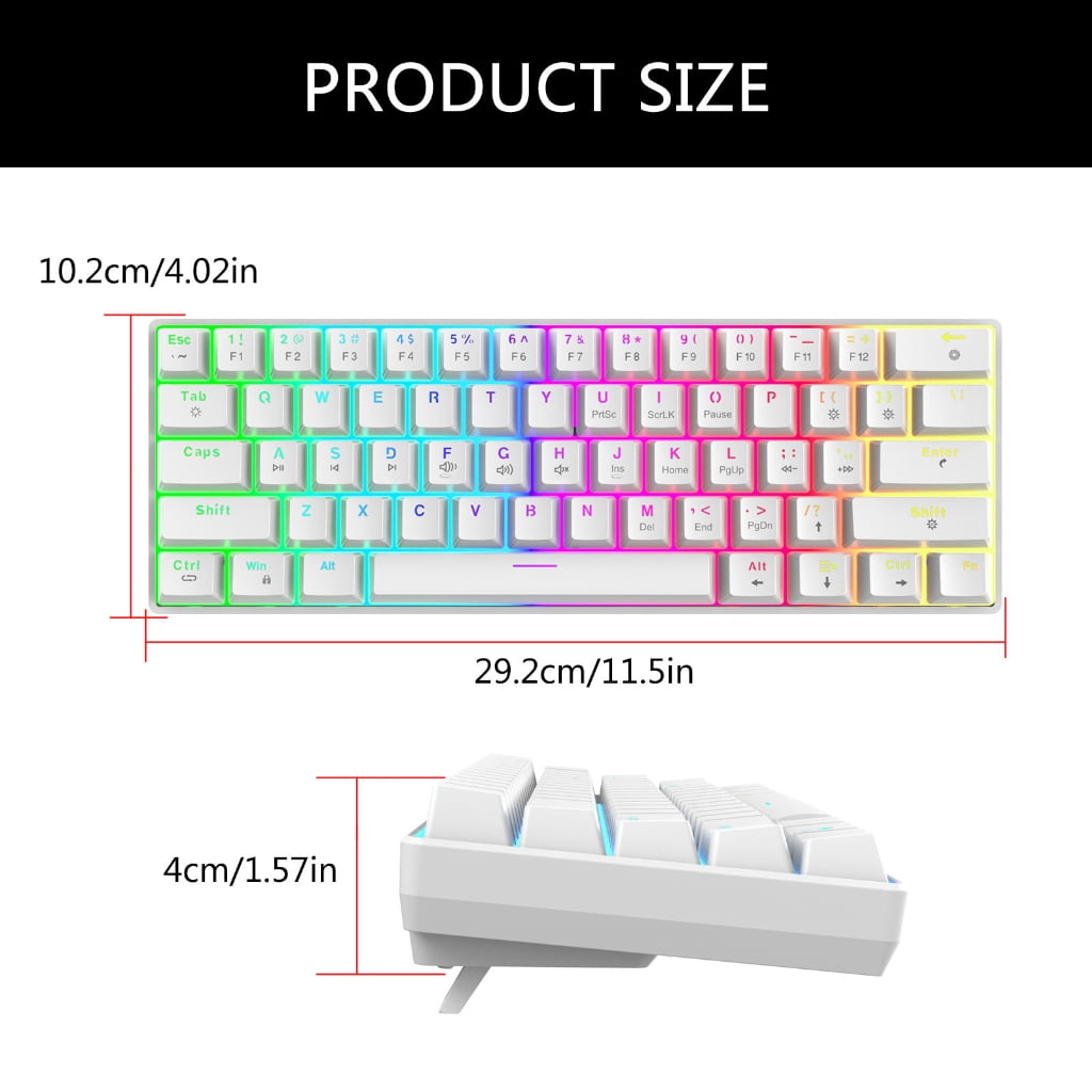 V900 Mechanical Keyboard With 61Keys, Color Lighting Effects Hot Swappable Switches For Gaming And Typing