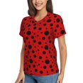 thumbnail image 2 of Honeii Ladybug Pattern Print Women's Classic V-Neck T-Shirt,Womens Fashion Tops,Stylish Everyday Top for Women, Casual Summer Spring Outfits Clothes-Large, 2 of 5