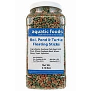 Koi & Pond Floating Sticks 7/16 x 5/32 30% Protein. Spirulina, Color Enhancing & Wheat Germ Sticks for Koi, All Pond Fish, Aquatic Turtles...WL 1-lb 5oz Lg Jar