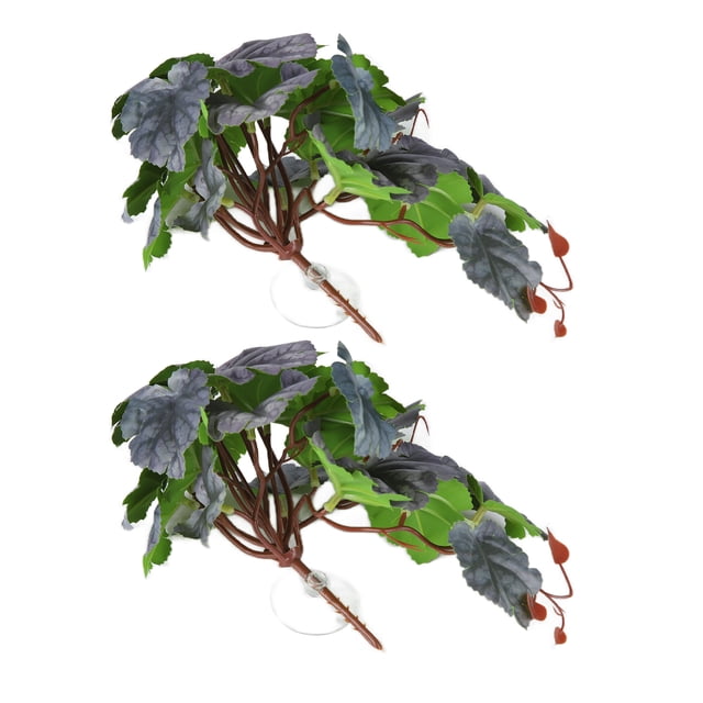 Fyydes Lifelike Plastic Plant, Easy Care Artificial Reptile Plant With Suction Cup For Reptile Pet Nests For Fish Tanks