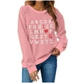 thumbnail image 2 of Wycnly Women's Long Sleeve Tshirt Valentine's Day Alphabet Print Sweatshirt Casual Crewneck Loose Fit Pullover Top Womens Tops Dressy Casual, 2 of 4