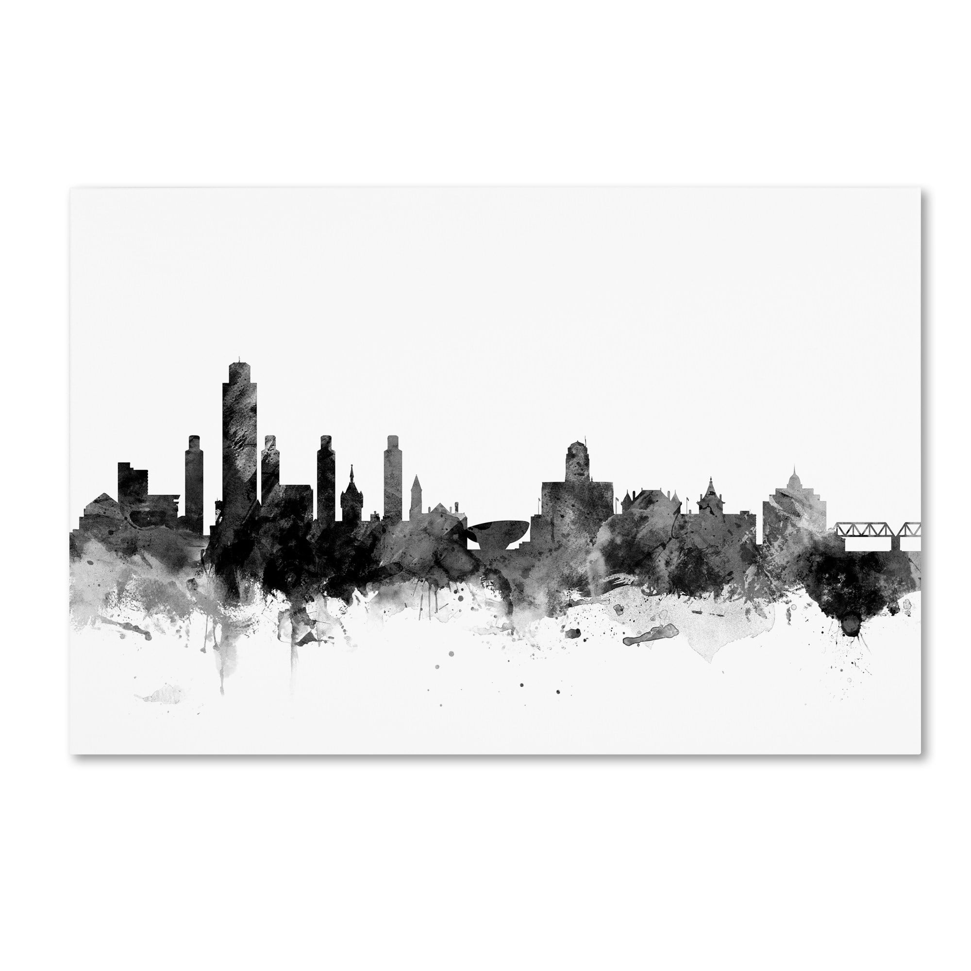 Trademark Fine Art "Albany New York Skyline B&W" Canvas Art by Michael Tompsett