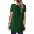 thumbnail image 3 of Women's Short Sleeve Henley Shirts Ruffle Casual Tunic Tops Solid Color, 3 of 4