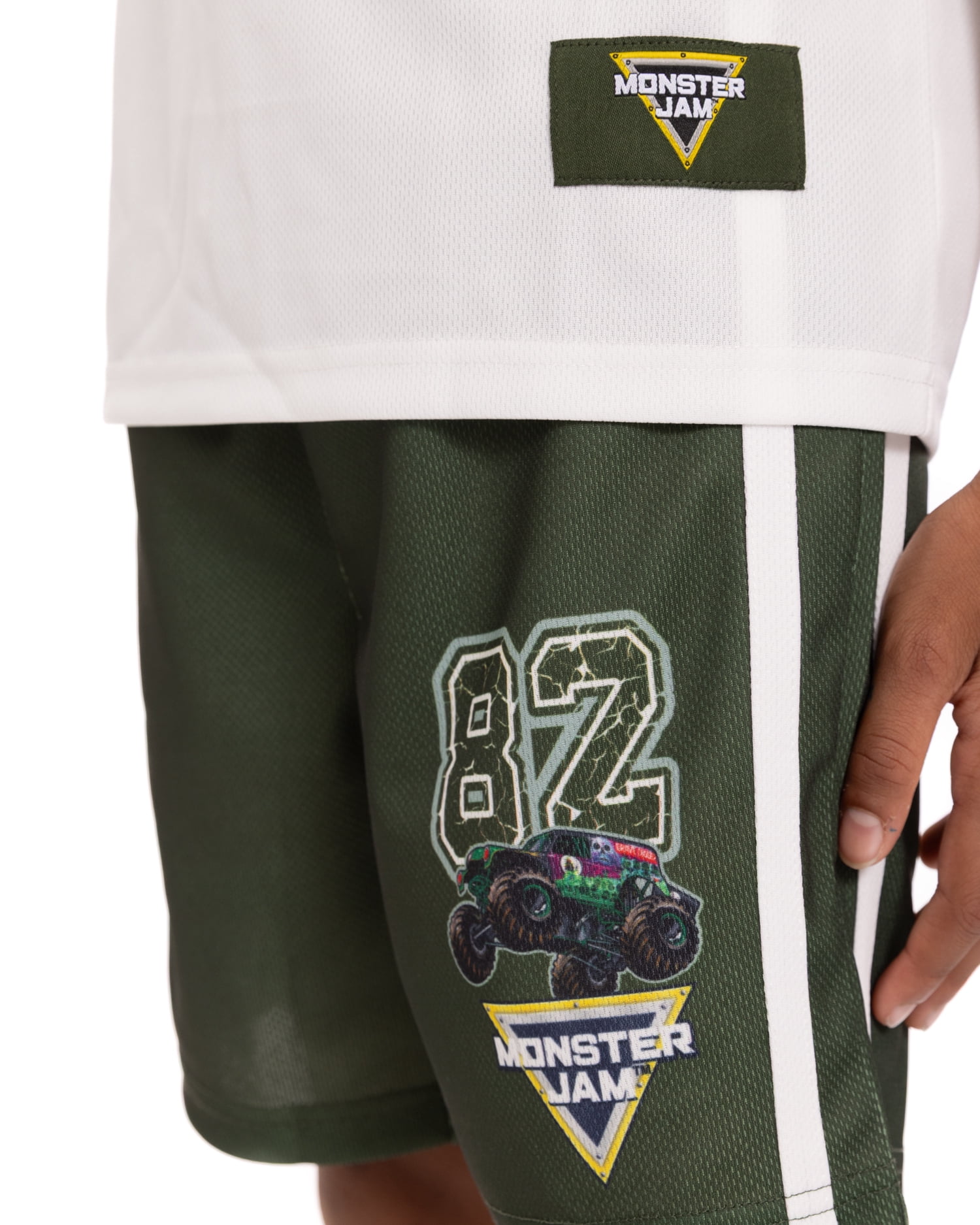 Monster Jam Boys V Neck Graphic Football Jersey and Shorts Set, Sizes 4-16