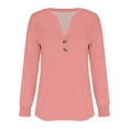 thumbnail image 6 of Holzkary Women's Long Sleeve Shirts 2025 Fall Fashion Dressy Casual Tops Trendy Henley Blouses Cute Work Outfits Clothes Fashion Casual Long Sleeve Buttons Solid Color Tops Shirts Blouses Tops Pink L, 6 of 7