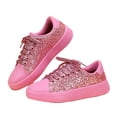 thumbnail image 4 of AUDeals Women's Rhinestone Sneakers, Glitter Lace Up Shoes with Bling Style and Lightweight Comfort for Tennis and Casual Wear (Red, 10), 4 of 5