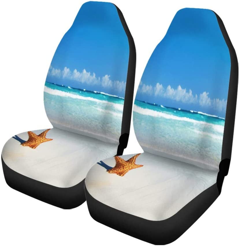 KXMDXA Set of 2 Car Seat Covers Beach Tropical Sea Under The Blue Sky