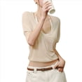 thumbnail image 1 of Suéteres de Cuello en V para Mujer, Informales, de Larga de Murciélago, Holgados, con Hombros Descubiertos, de Punto, para Cubrirse. Albaricoque M, 1 of 10