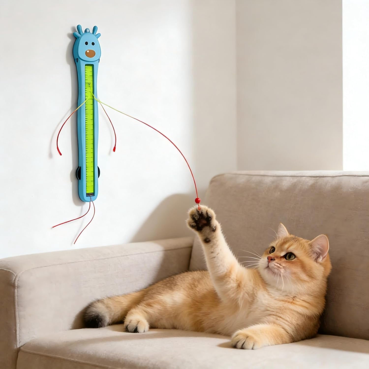 Auto Motion Flying Rope Cat Toy,Electric Wall Mounted Interactive Toy for Indoor Cats,Smart Rope Play Design Relieve Your Cat's Boredom (White)