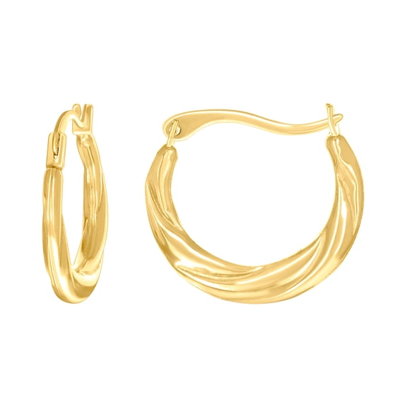 14k Yellow Gold Womens Twisted Hoop Earrings 14.6x14.1mm Wide Hoop Earring for Women - .4 Grams