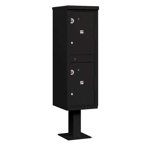 Outdoor Parcel Locker (Includes Pedestal) - 2 Compartments - Black - USPS Access