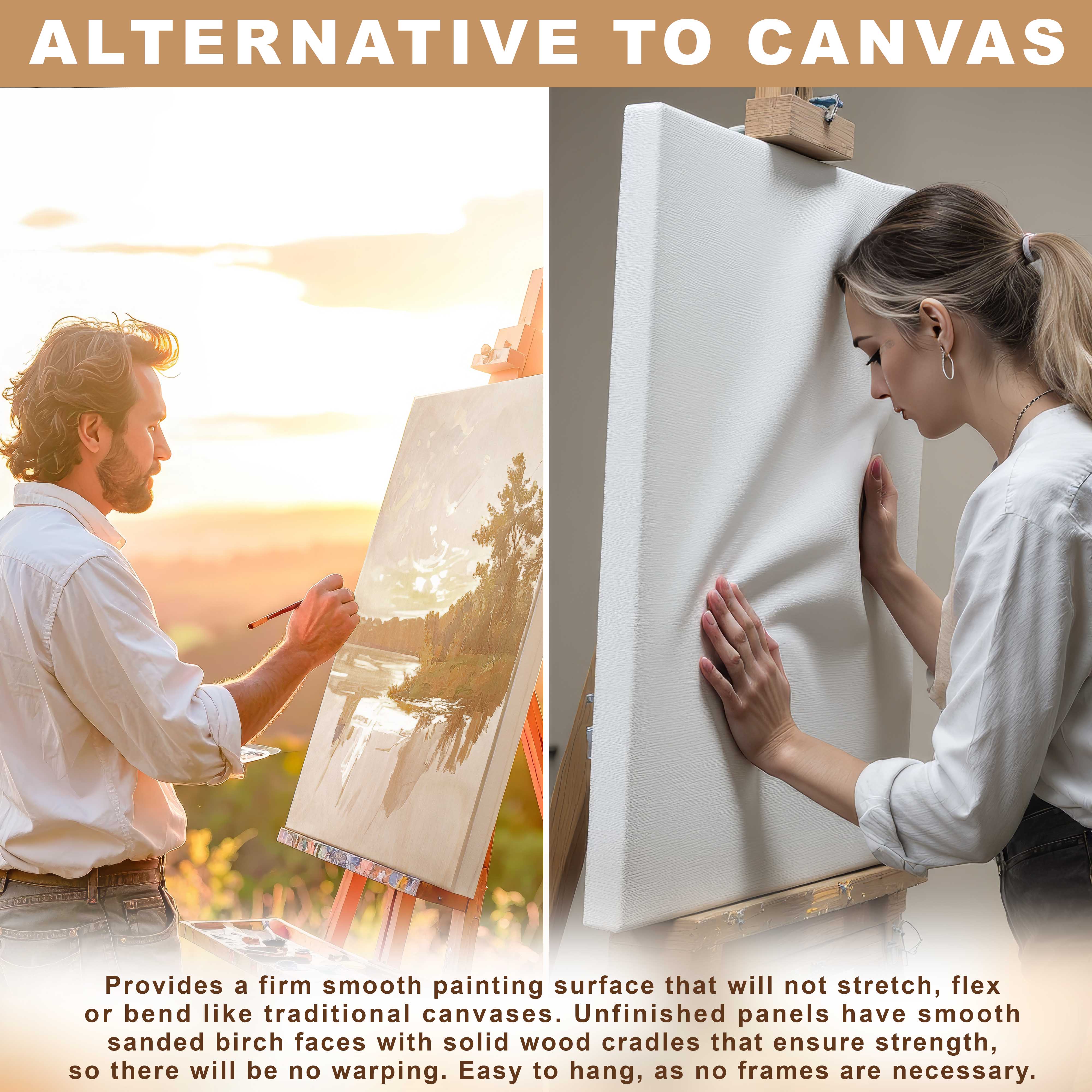 U.S. Art Supply Unfinished Cradled Wood Panels for Painting, 2 Pack of 30x30 inch - Gallery Birch Wooden Canvas Boards 1-1/2" Deep - Mixed-Media Craft, Acrylic, Oil, Encaustic, Paint Pouring