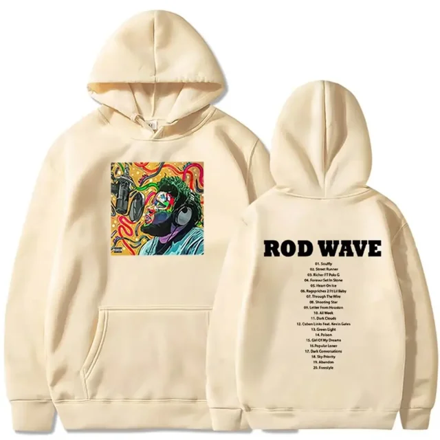Sudaderas con capucha de rapero Rod Wave, ropa de calle Y2k, Sudadera con capucha informal Harajuku, sudadera de lana de gran tamaño, Sudadera con capucha estampada de manga larga