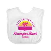 Inktastic Summer Enjoy the Sunshine Huntington Beach California Pink Boys or Girls Baby Bib