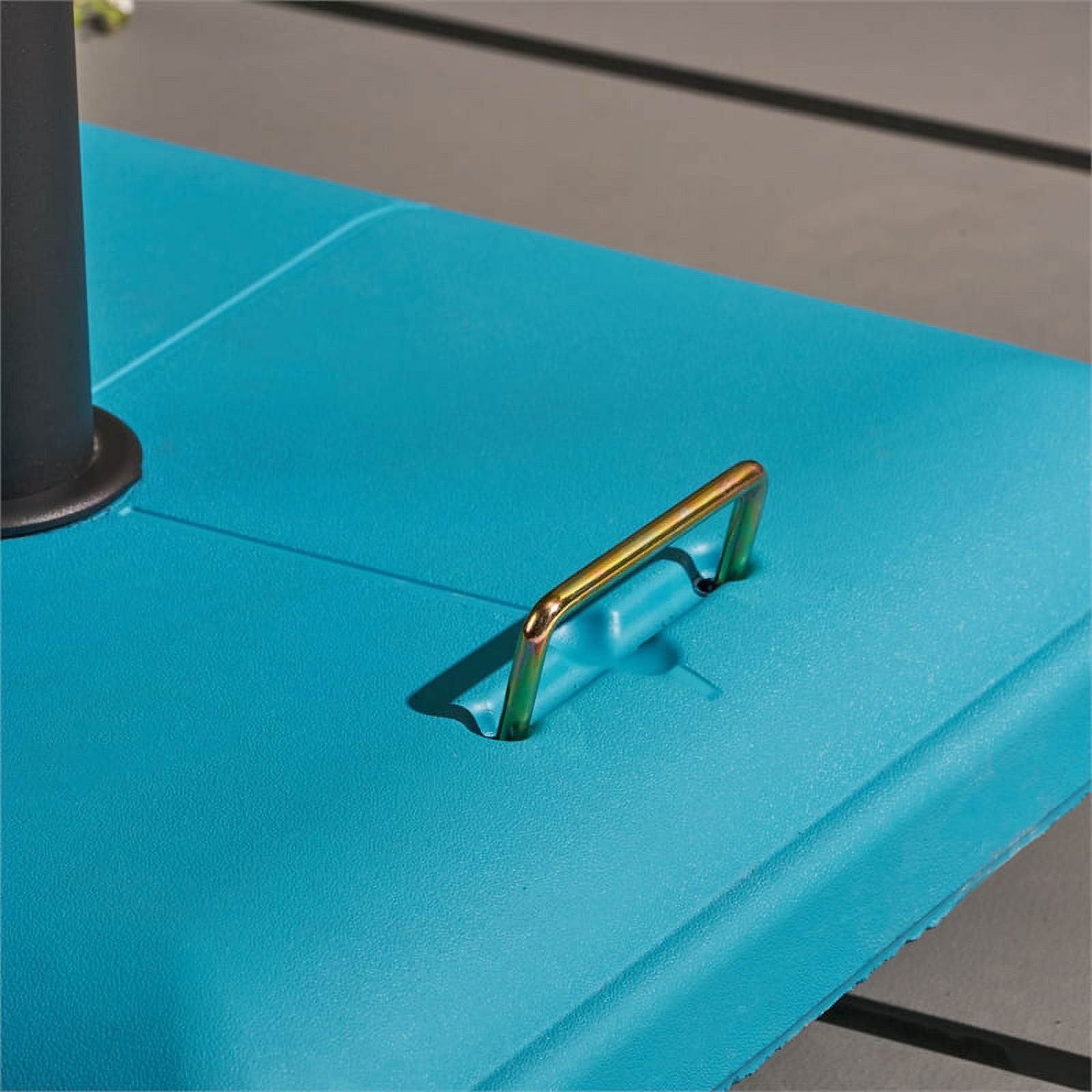Larry Outdoor Concrete Square 80lb Umbrella Base with Steel Umbrella Holder, Teal