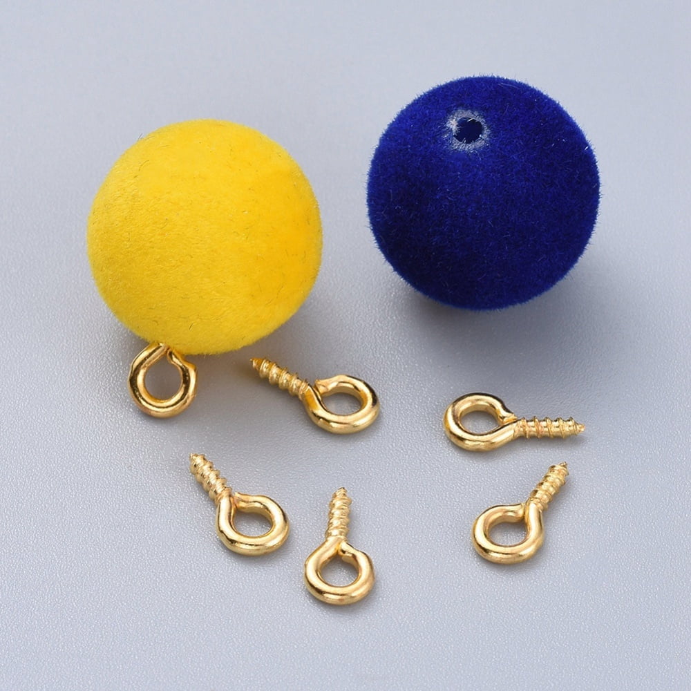 Iron 10000 pc Iron Screw Eye Pin Peg Bails For Half Drilled Beads Golden 8x4x1mm Hole: 2mm
