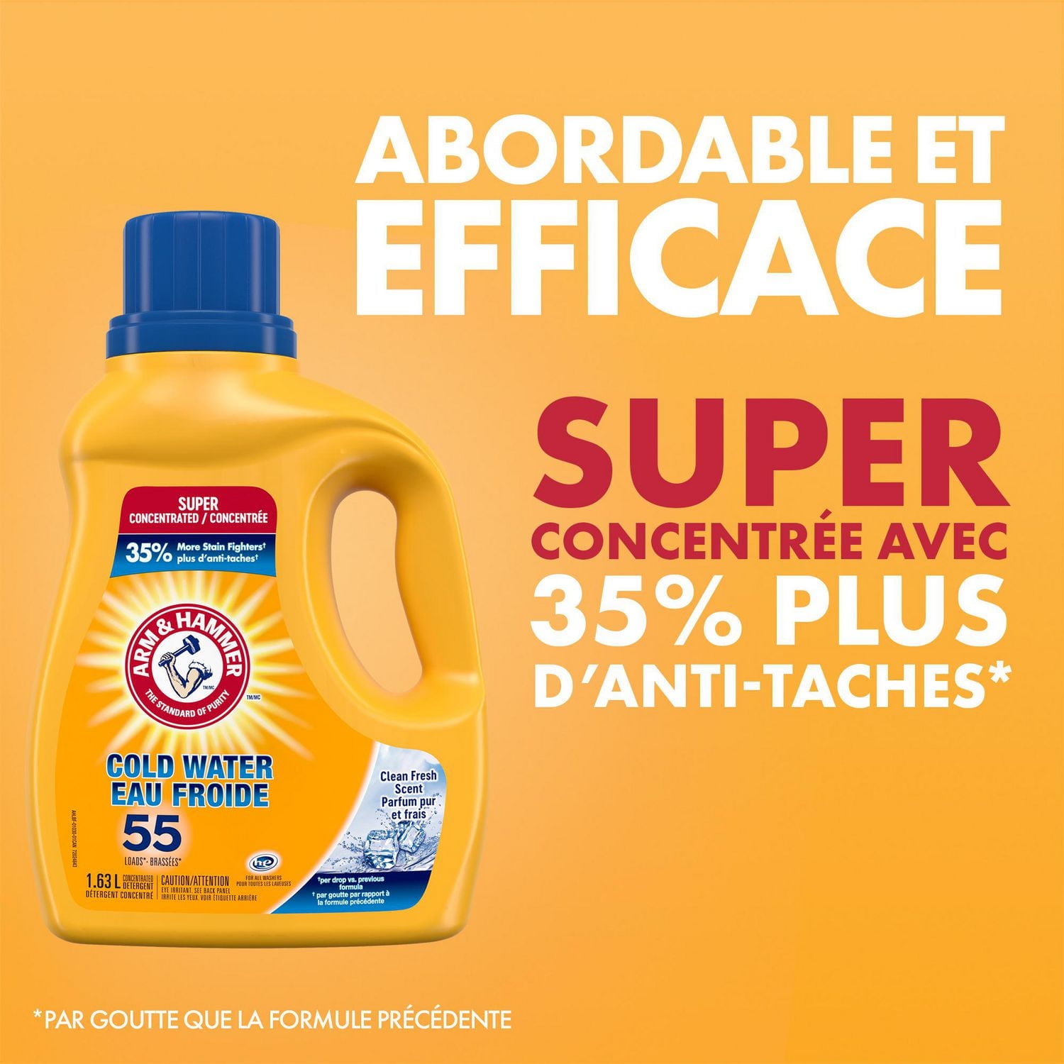 Arm & Hammer Cold Water Clean Fresh Scent Liquid Laundry Detergent, 55 Loads, 1.63 L